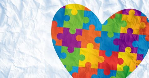 Colorful Heart Shaped Puzzle for Autism Awareness