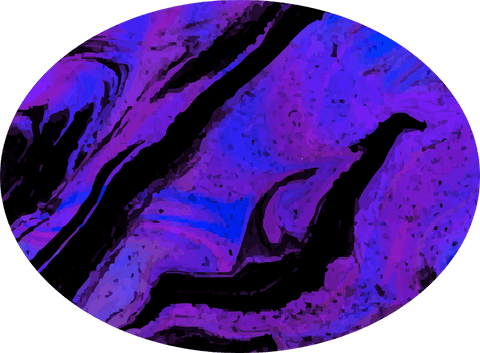 Oval design with transparent purple blue swirls in digital art