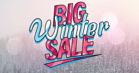 Big Winter Sale Announcement Over Snowy Landscape