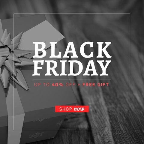 black friday sale ad with gift and bold text - Download Free Stock Templates Pikwizard.com