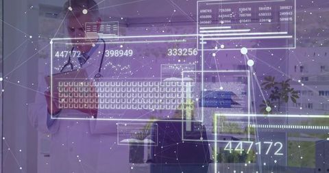 Doctor Analyzing Digital Codes with Tablet and Stethoscope