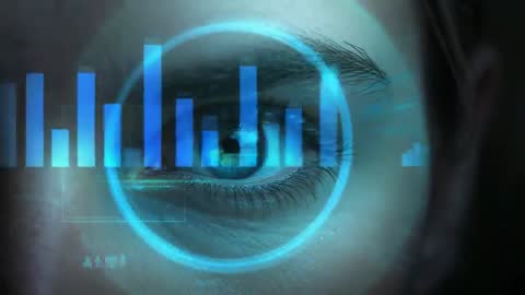Iris Scanning HUD Activating for Biometric ID Verification in Futuristic Interface