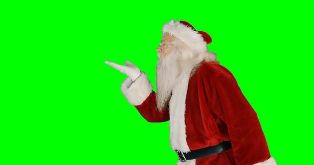 Perfect for Christmas marketing materials, holiday greeting cards, festive advertisements, or social media posts. The green screen background makes the image versatile for adding custom backdrops or integrating into other media.