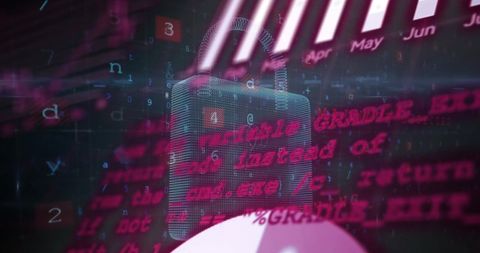 Cybersecurity Digital Lock with Data Processing Elements - Download Free Stock Images Pikwizard.com