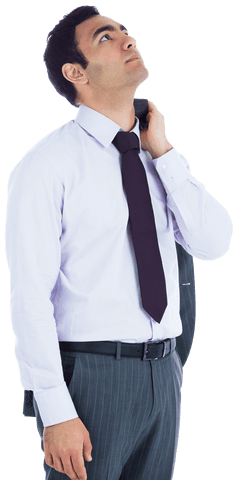 Businessman looking up with suit jacket over shoulder transparent