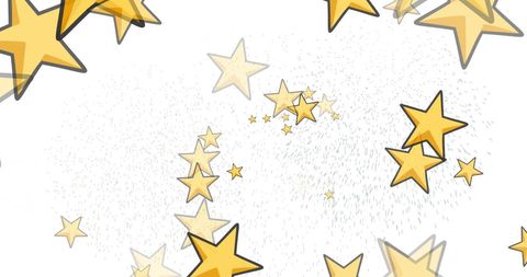 Yellow Stars Falling Gracefully on White Background