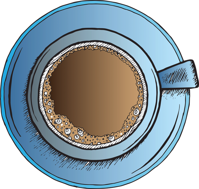 Hand-Drawn Cup of Coffee in Blue Saucer on Transparent Background, Vector Illustration - Download Free Stock Videos Pikwizard.com