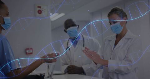 Healthcare Team Hygiene and Biotech Innovation with DNA Overlay