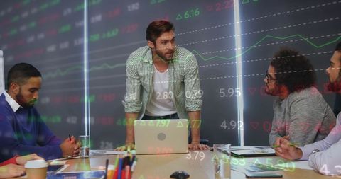 Business Team Analyzing Financial Data Insights Together