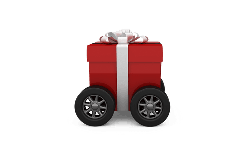 transparent red gift box on wheels with ribbon and bow - Download Free Stock Videos Pikwizard.com