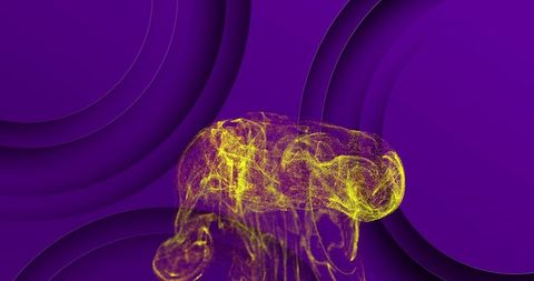 Abstract glowing waves over purple background