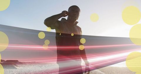 Athletic Inspired Graphic Overlay on Beach Jogger