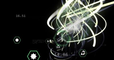 Vibrant tech concept featuring eco icons and neon lights