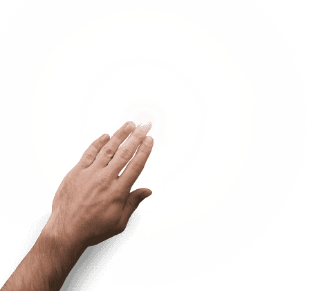 Transparent light flare concept with outstretched hand