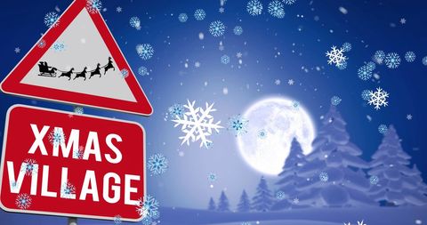 Christmas Village Sign with Winter Wonderland Backdrop - Download Free Stock Images Pikwizard.com