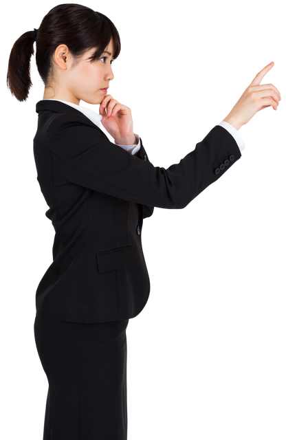 Focused Asian Businesswoman Gesturing on Transparent Background - Download Free Stock Videos Pikwizard.com