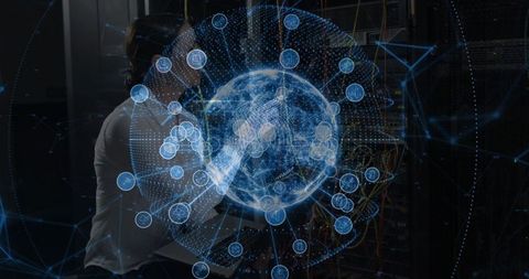 Technician Analysis Holographic Global Network in Data Center