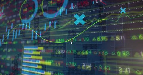 Digital Financial Data Display with Graphs and Charts over Dark Background - Download Free Stock Images Pikwizard.com