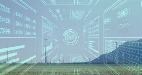 Innovative wind farm with digital overlay for renewable energy