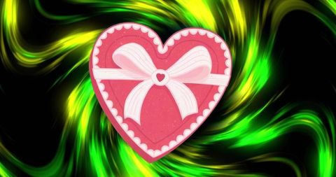 Floating heart-shaped gift box on vibrant abstract background