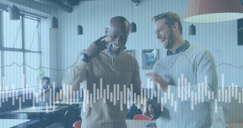 Diverse Business Professionals Engaging Over Digitized Financial Data