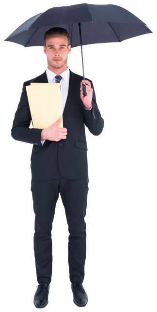 Transparent Businessman Holding Umbrella File Standing Formal Attire - Download Free Stock Videos Pikwizard.com