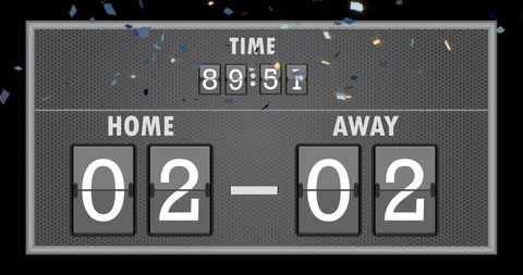 exciting match with digital confetti and tied scoreboard - Download Free Stock Images Pikwizard.com