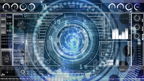 Futuristic Digital Interface with Data Analytics Graphics