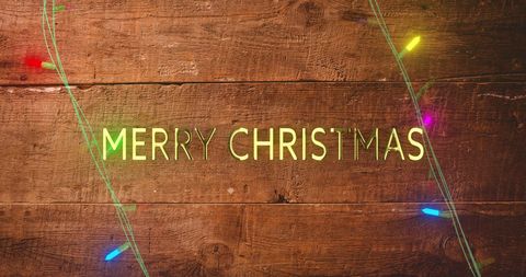 Rustic Merry Christmas with Neon Lights on Wood - Download Free Stock Images Pikwizard.com
