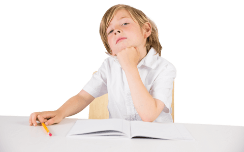 transparent background caucasian schoolboy thinking over open notebook - Download Free Stock Videos Pikwizard.com