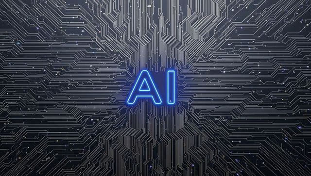 Futuristic AI Concept with Digital Circuit Background