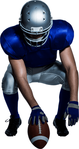 Transparent Football Player in Helmet Crouching with Ball - Download Free Stock Videos Pikwizard.com