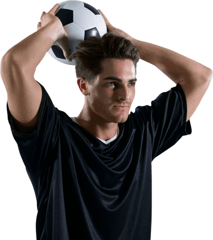 Football Player Holding Soccer Ball for Throw-in