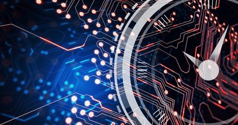 Time Management in Digital World with Circuit Board Overlay - Download Free Stock Images Pikwizard.com