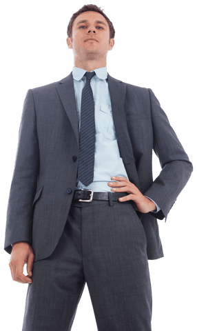 Transparent Stern Businessman With Hand on Hip