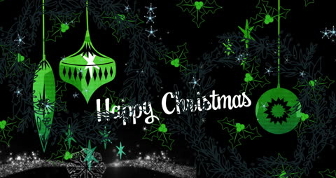 Festive Animation with Snow and Christmas Ornaments