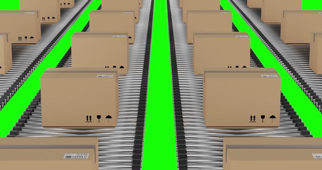 Cardboard Boxes on Conveyor Belts, Mass Shipment Transportation - Download Free Stock Images Pikwizard.com