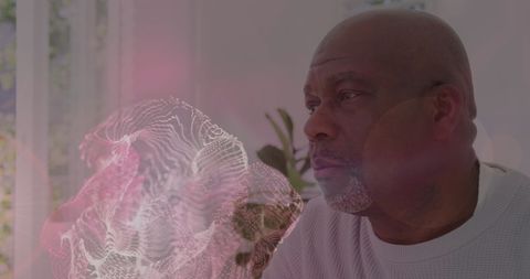 Elderly Man Engaging with Futuristic Medical Visualization - Download Free Stock Images Pikwizard.com