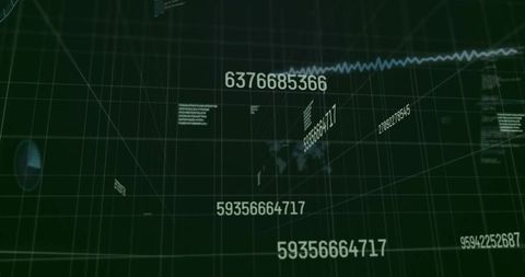 Futuristic 3D Grid Displaying Numeric Data and Analytics