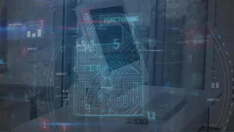Digital Padlock Hologram Symbolizing Cybersecurity Technology