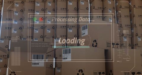 Stacks of Shipping Boxes with Digital Data Processing Overlay - Download Free Stock Images Pikwizard.com
