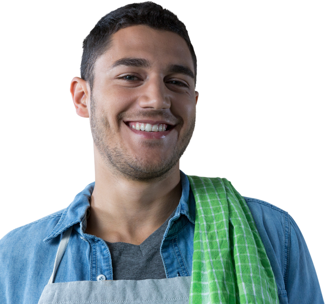 Transparent Portrait of Smiling Male Waiter with Apron - Download Free Stock Videos Pikwizard.com