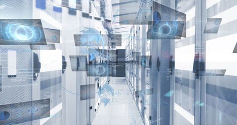 Abstract Data and Technology in Modern Server Room - Download Free Stock Images Pikwizard.com