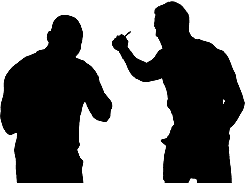 Transparent silhouette of boxer training with coach