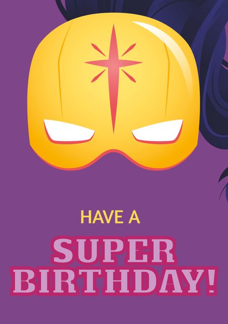Vibrant Superhero Mask Birthday Card with Purple Background - Download Free Stock Videos Pikwizard.com