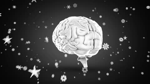 Digital Brain with Stars on Black Background