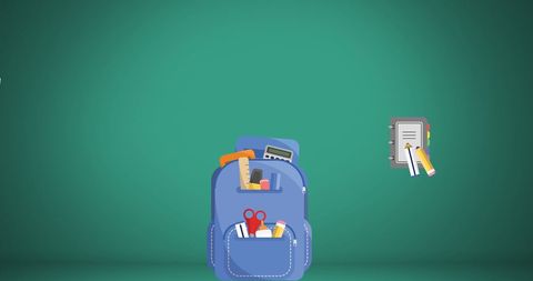 Back-to-School Concept with Colorful School Supplies Animation