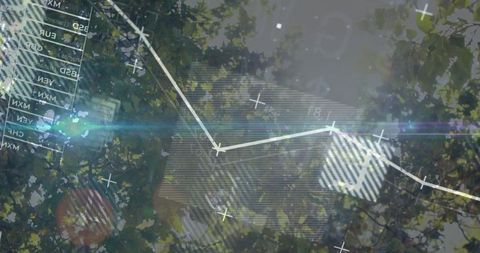 Futuristic Data Visualization Over Forest Canopy