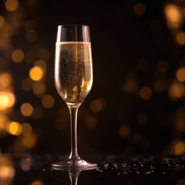 Champagne Flute with Bokeh Lights in Background - Download Free Stock Images Pikwizard.com