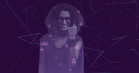 Woman superhero with digital network background